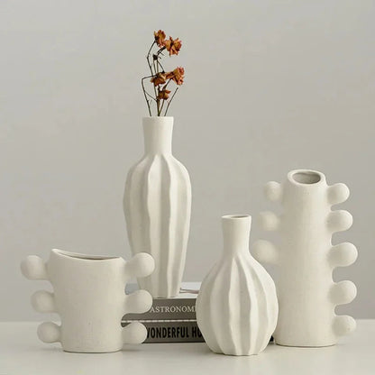 Textured Ceramic Vase for Decorative Chrysalis Flower Arrangement