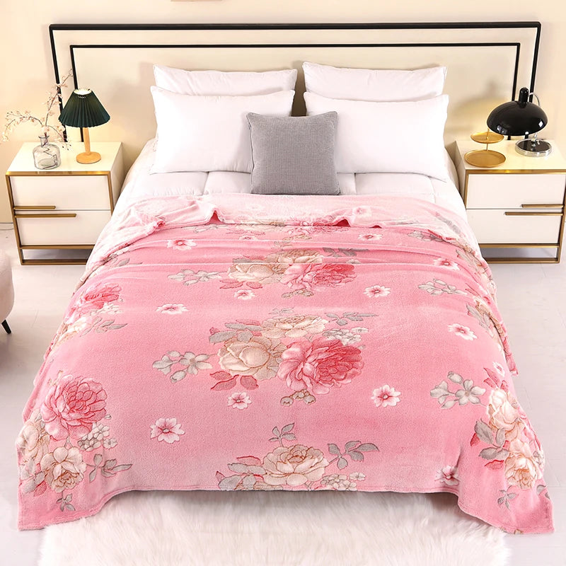Cozy Floral Blanket | Soft Home Throw for Bed, Sofa & Travel | Skin-Friendly & Vibrant Colors