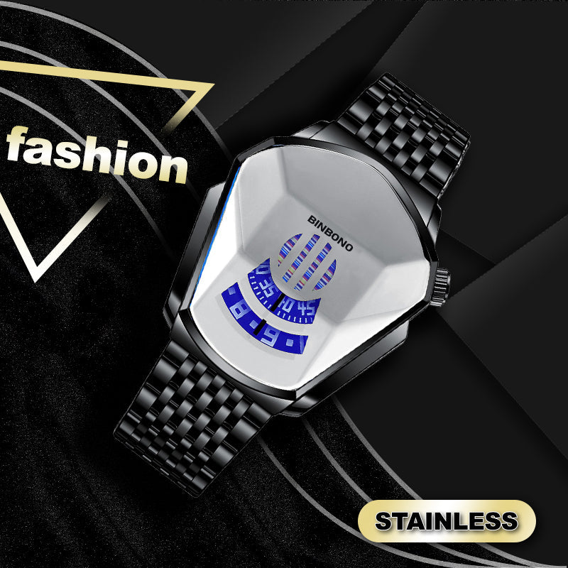 Men's Quartz Watch with Diamond Design