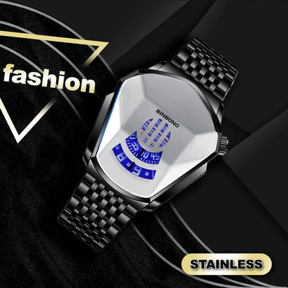 Men's Quartz Watch with Diamond Design
