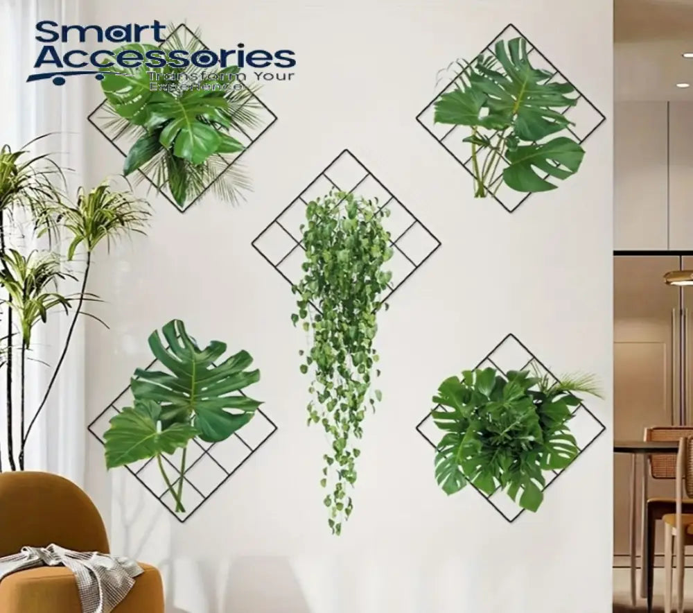 Stylish Green Wall Art Set with Metal Frames | 5-Piece Collection (85 × 105 cm)