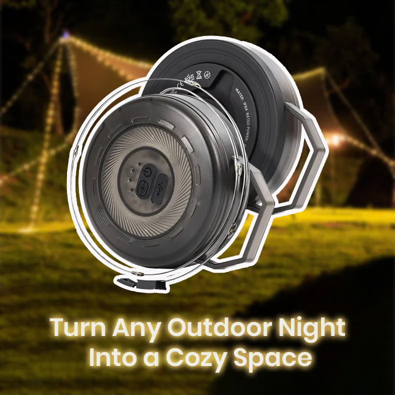 Tangle-Free Portable Lantern with Retractable Cable | USB-C Rechargeable, IPX4 | 14-Hour Runtime & 3 Lighting Modes