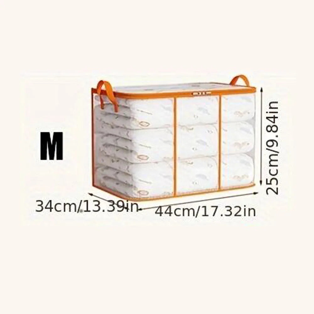 Transparent Storage Bag for Clothes | Zippered Folding Duvet and Pillowcase Bag with Large Capacity