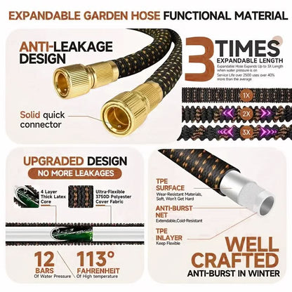 Garden Hose with 10 Adjustable Spray Settings for Outdoor Use