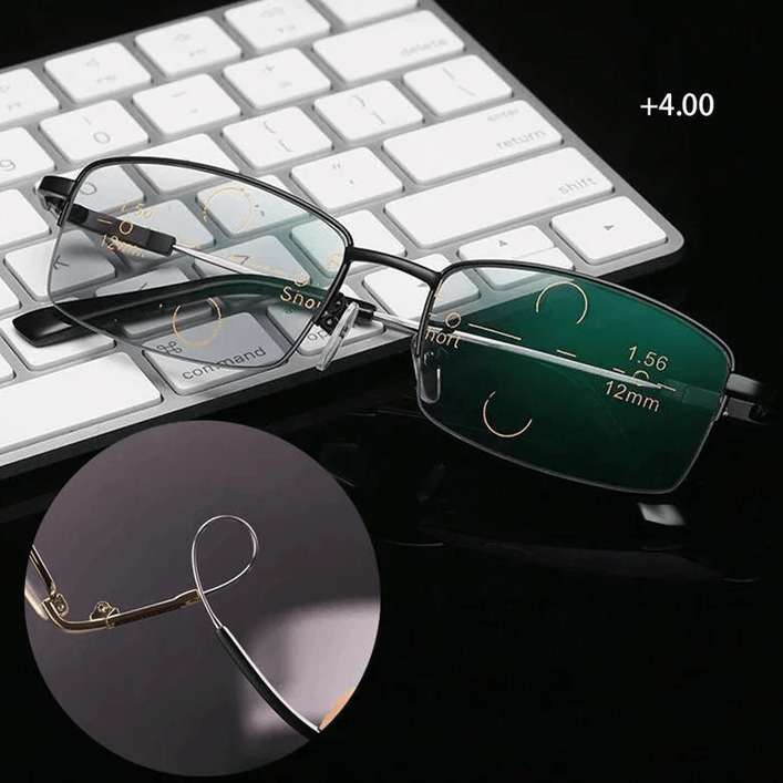 Dual-Use Reading Glasses with Titanium Frame for Distance and Near Vision