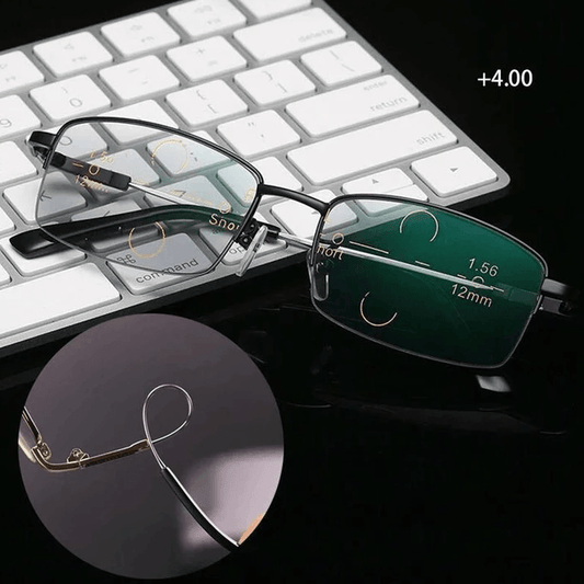 Dual-Use Reading Glasses for Distance and Near Vision in Titanium