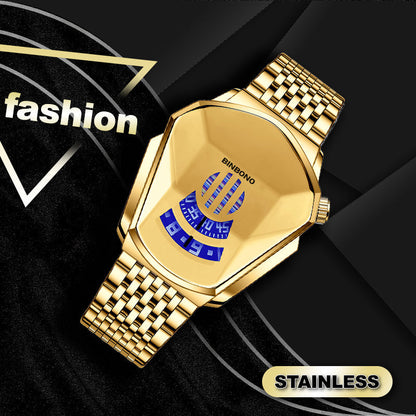 Men's Quartz Watch with Diamond Design