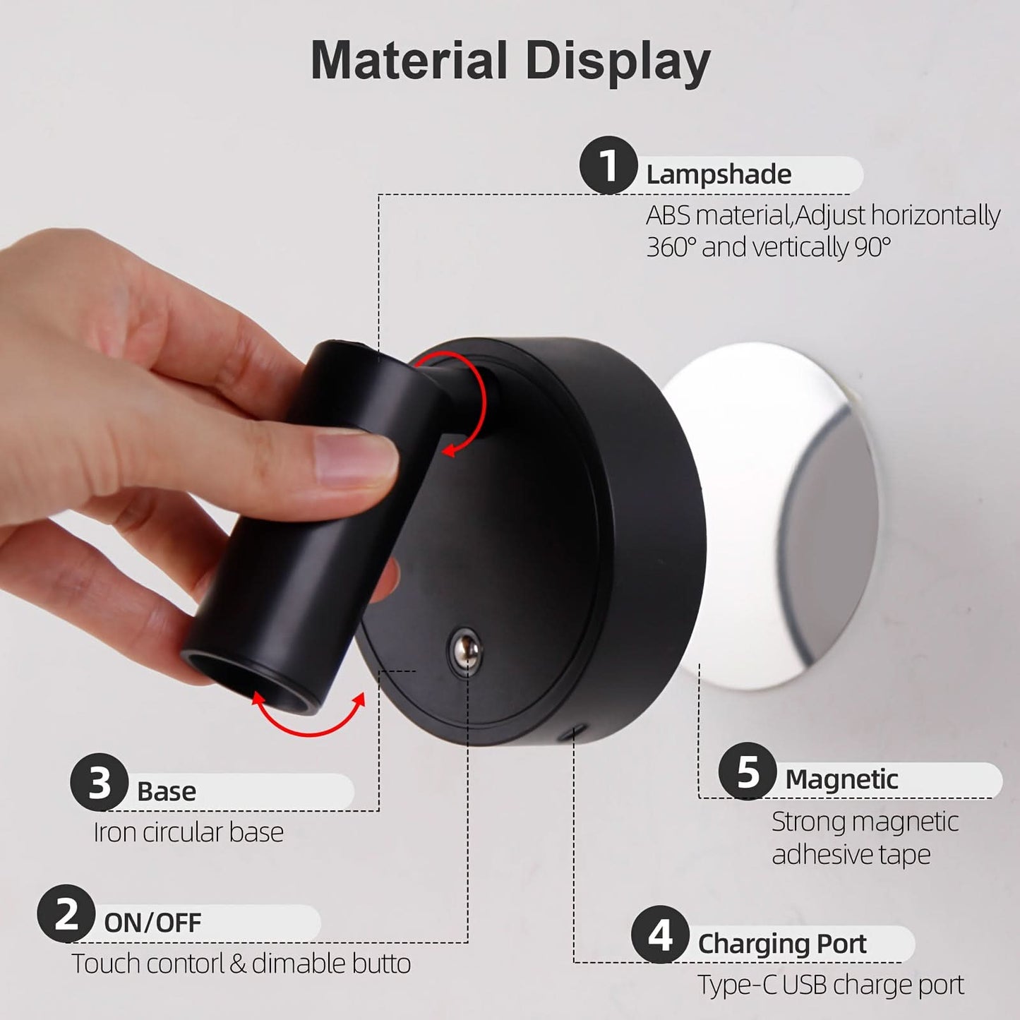 Adjustable Wall Lamp with Rotating Projection Feature