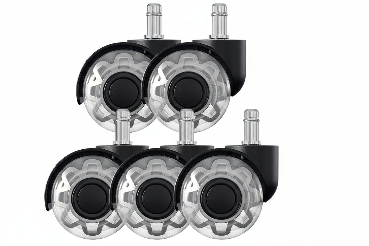 Set of 5 Swivel Chair Wheels for Office Chairs 10mm x 22mm