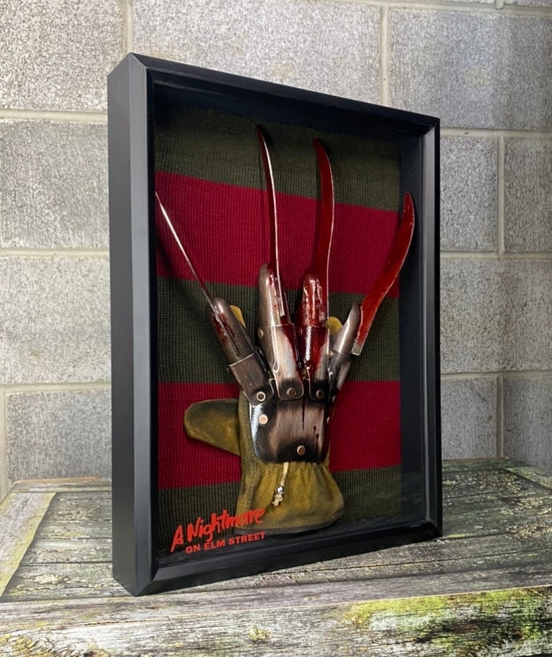 Freddy Krueger Metal Glove and Sweater Shadow Box Horror Collectible