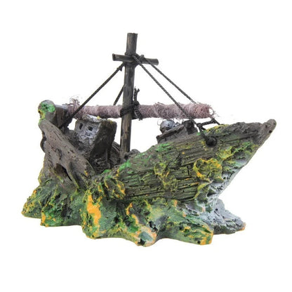 Shipwreck Pirate Ship Aquarium Decor | Resin Ornament | 13 x 5 x 11 cm