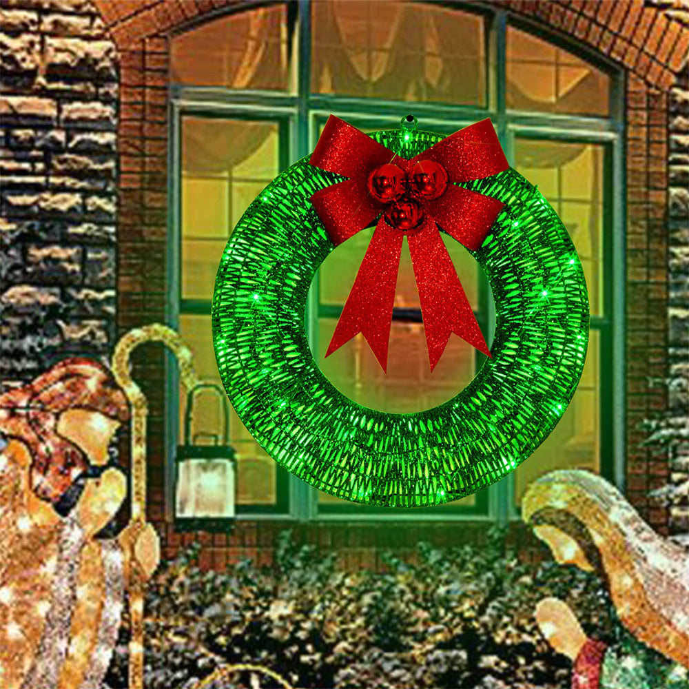 50cm LED-Enhanced Handmade Christmas Wreath in Gold and Green