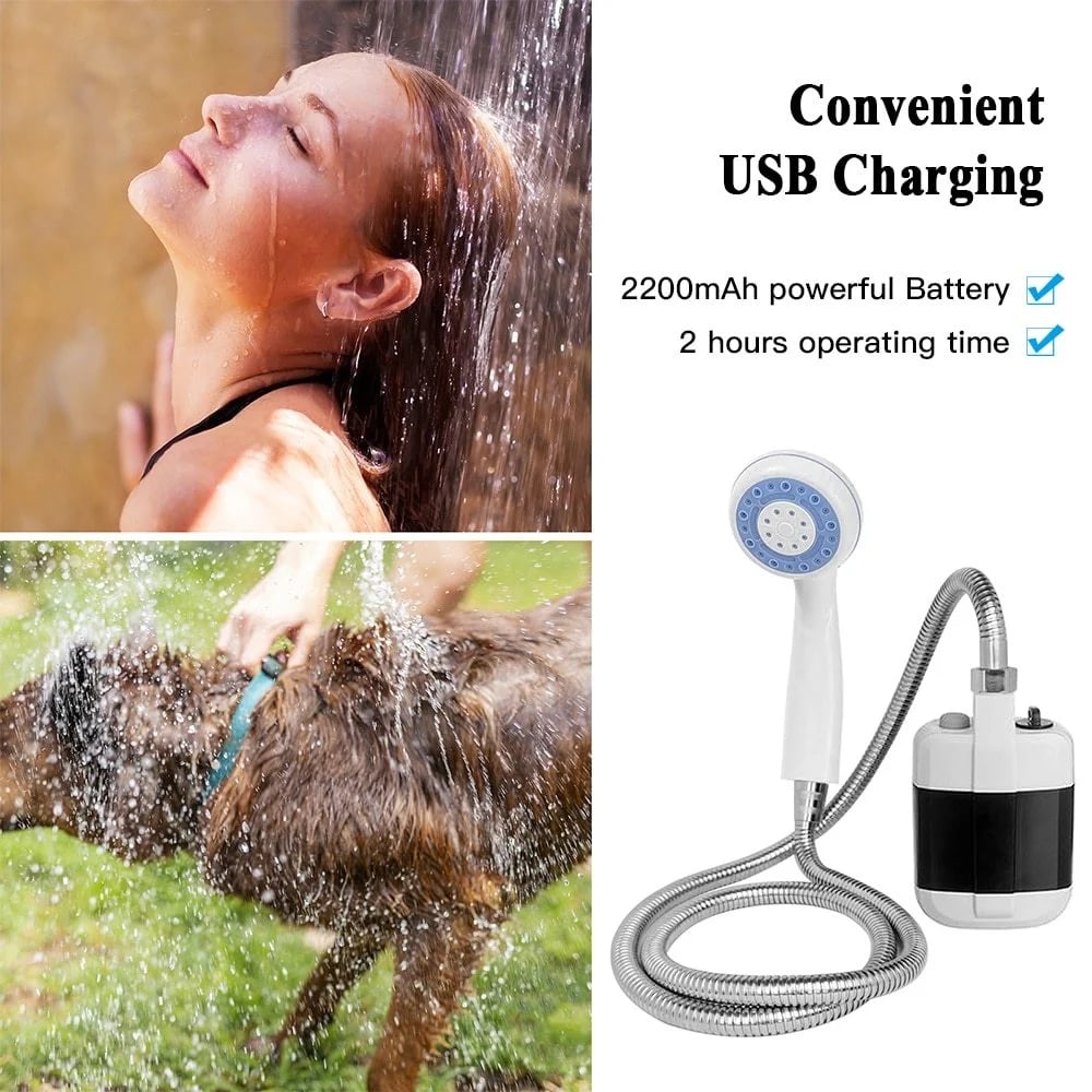 Portable Rechargeable Shower with One-Touch Control | 4–5 L/min Flow Rate | Ideal for Camping, Pets & Car Cleaning