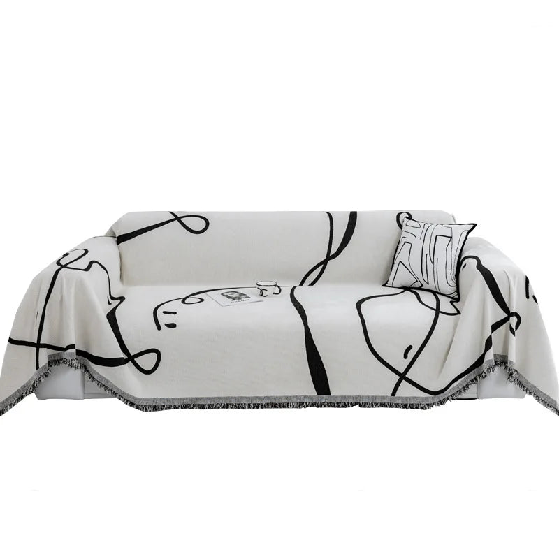 Chenille Sofa Cover Set in Black – Dust Resistant, Soft, and Versatile