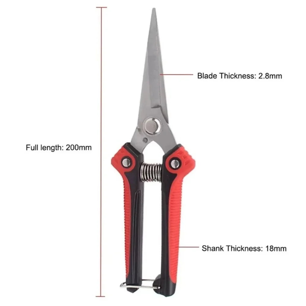Stainless Steel Garden Shears with U-Spring | Non-Stick Blades | Ergonomic Grip | Perfect for Fruit Trees & Roses