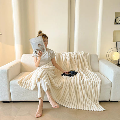 Cozy Striped Blanket | Soft Throw for Sofa & Bed | Lightweight All-Season Warmth | Trendy Spring Home Decor