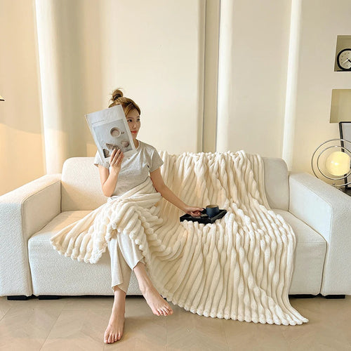 Cozy Striped Blanket | Soft Throw for Sofa & Bed | Lightweight All-Season Warmth | Trendy Spring Home Decor