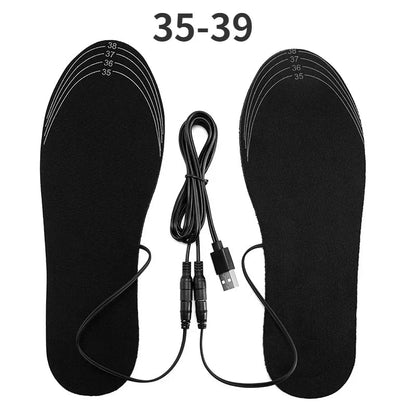 Rechargeable Heated Insoles with USB - Customizable Warm Inserts Size 35-46 for Outdoor Skiing Winter Foot Comfort