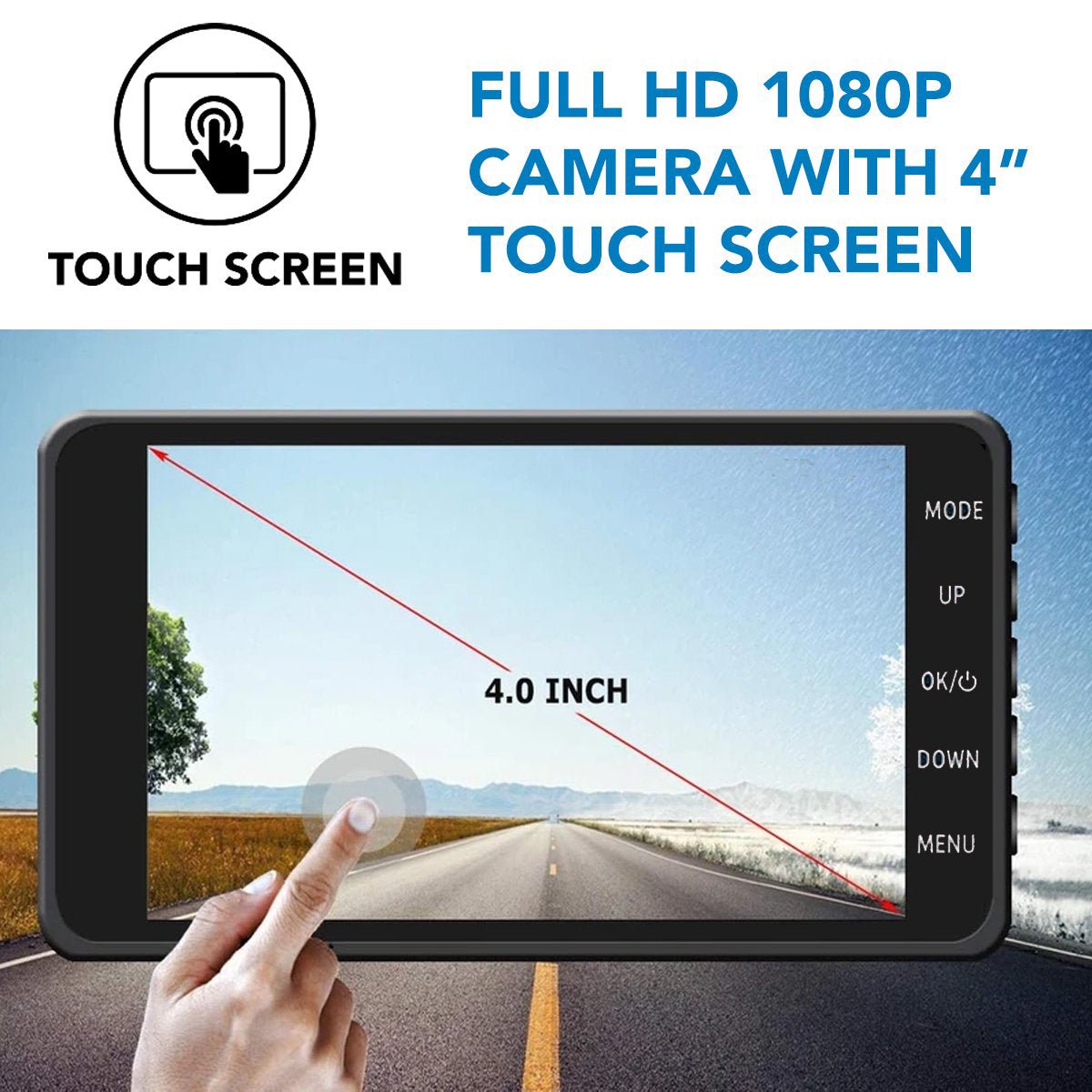Dual Lens 1080P Dash Camera - Front and Rear View with Night Vision and Motion Alert