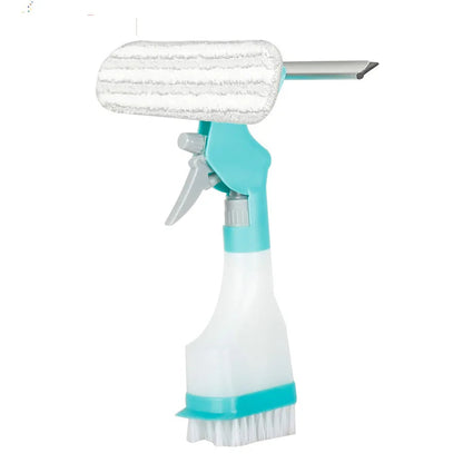4-in-1 Window Cleaning Kit | Dual-Sided Squeegee with Sponge and Brush