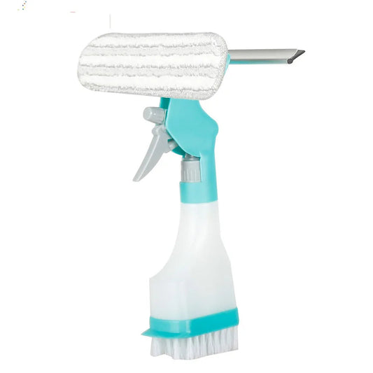 4-in-1 Window Cleaning Kit | Dual-Sided Squeegee with Sponge and Brush