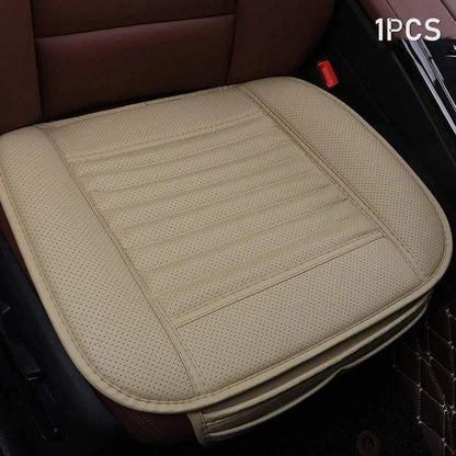 Bamboo Charcoal Car Seat Cushion - Odor Absorbing Leather Design for All Seasons