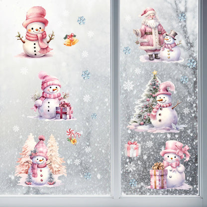 Removable PVC Wall Stickers for Kids' Room – Pink Snowman Design