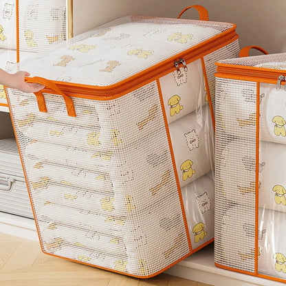Transparent Storage Bag for Clothes | Zippered Folding Duvet and Pillowcase Bag with Large Capacity