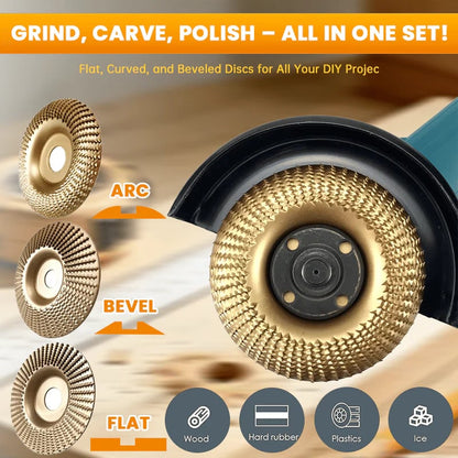 Precision Wood Carving Disc Set for Angle Grinders – 3 Pieces