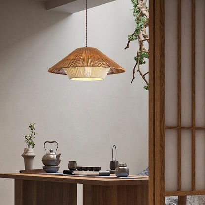 Handwoven Ceiling Lamp in Japanese Style – Rattan Wicker Pendant Light