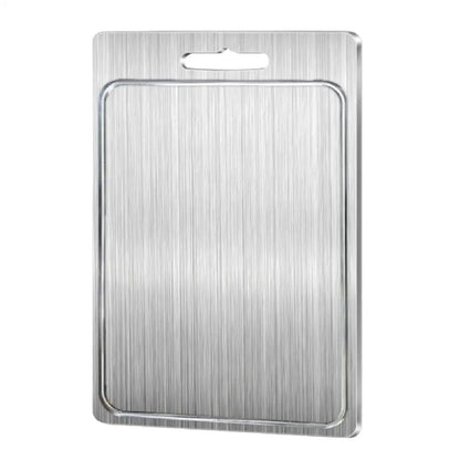Durable Double-Sided Cutting Board in Stainless Steel and Titanium