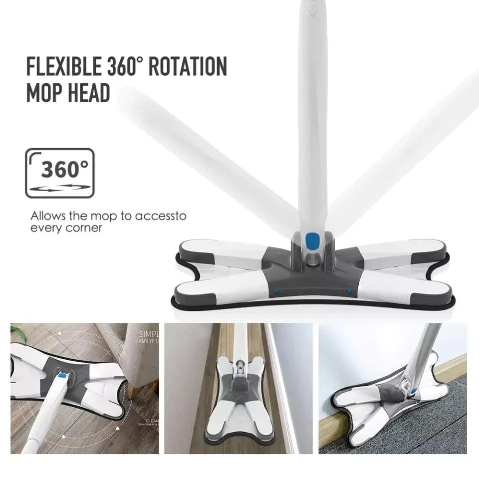 Versatile 360° Rotating Flat Mop with Extended Handle