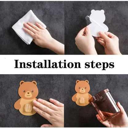 Wall-Mounted Toothbrush Holder Cup in Bear Design