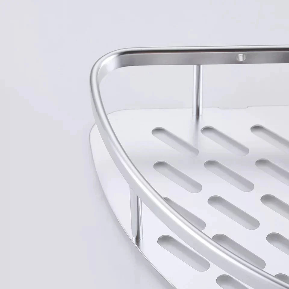 Dual-Tier Stainless Steel Corner Shelf for Bathrooms