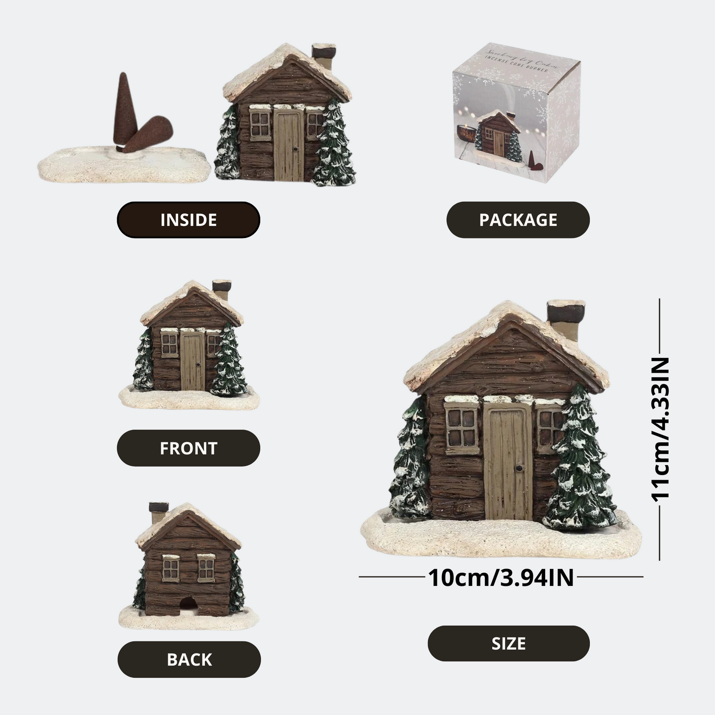 Log Cabin Incense Holder with 2 Free Cones – Last Day Discount