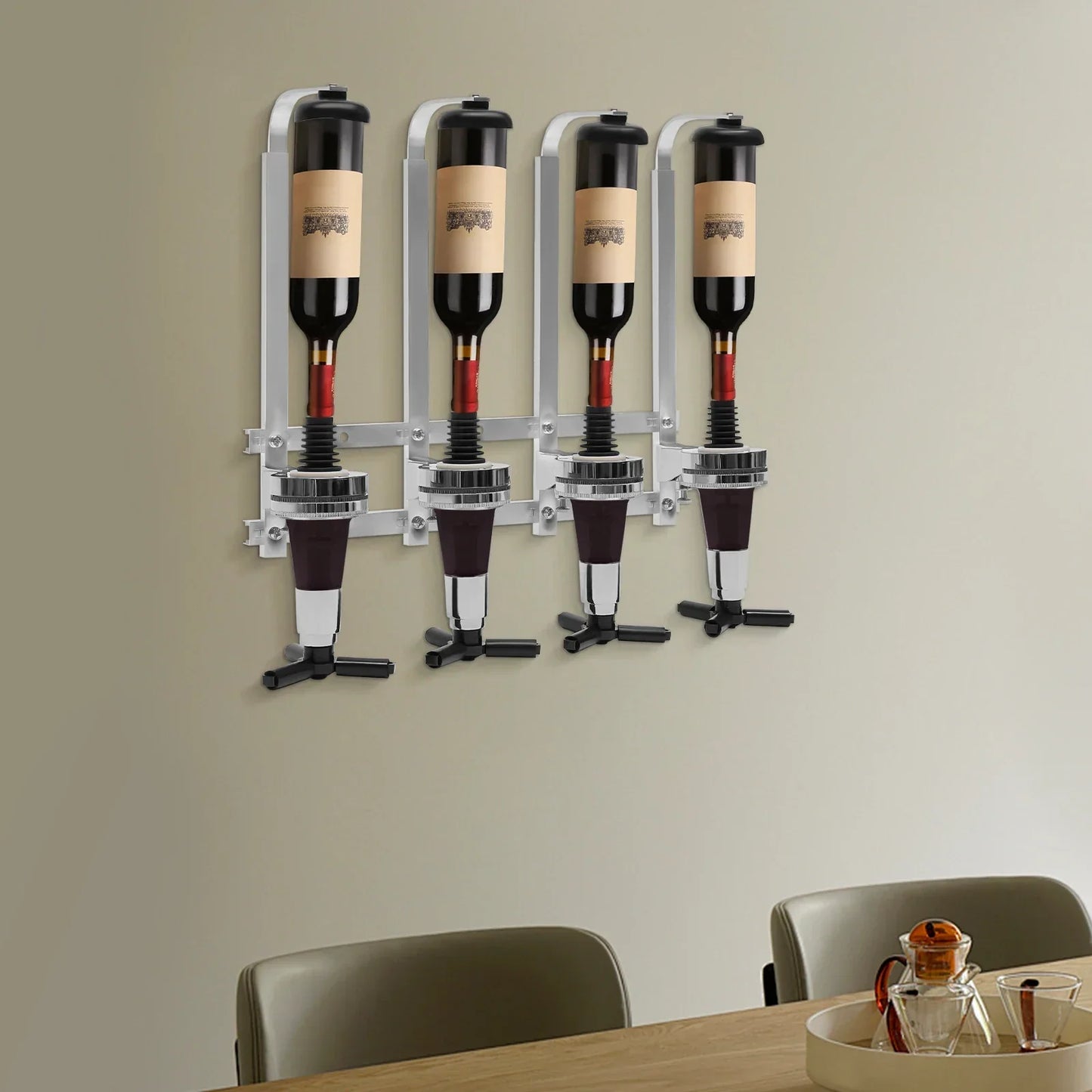 Sleek 4-Bottle Wall-Mounted Wine Holder for Modern Spaces