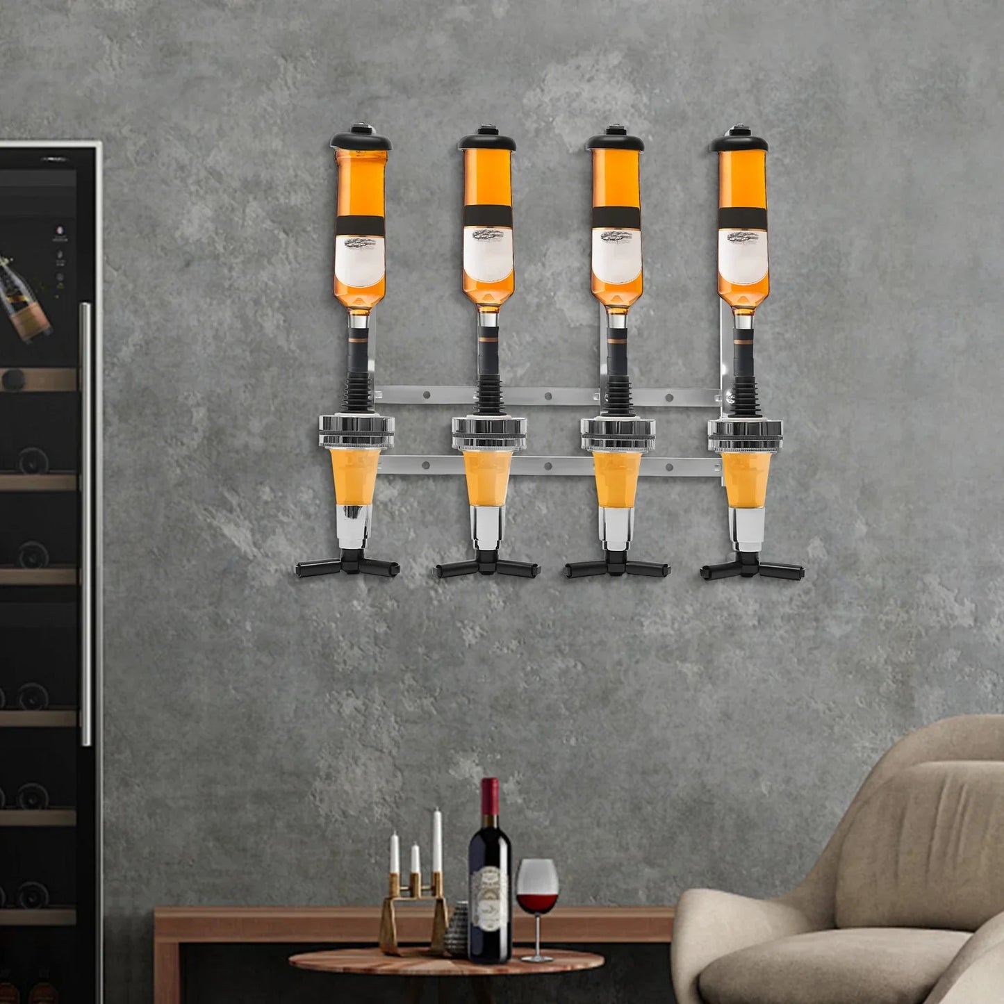 Sleek 4-Bottle Wall-Mounted Wine Holder for Modern Spaces