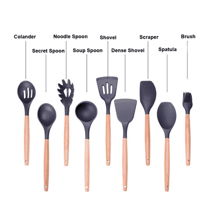 9 Piece Silicone Cooking Tools Set