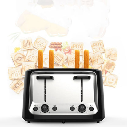 Quad-Slice Toaster Oven with Dual Controls and Stainless Steel Finish