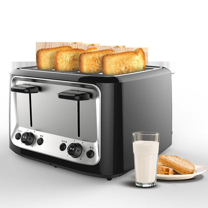 Quad-Slice Toaster Oven with Dual Controls and Stainless Steel Finish