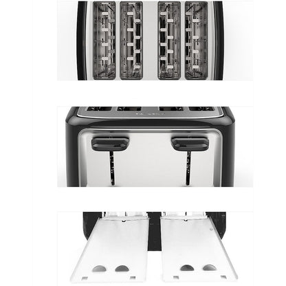 Quad-Slice Toaster Oven with Dual Controls and Stainless Steel Finish