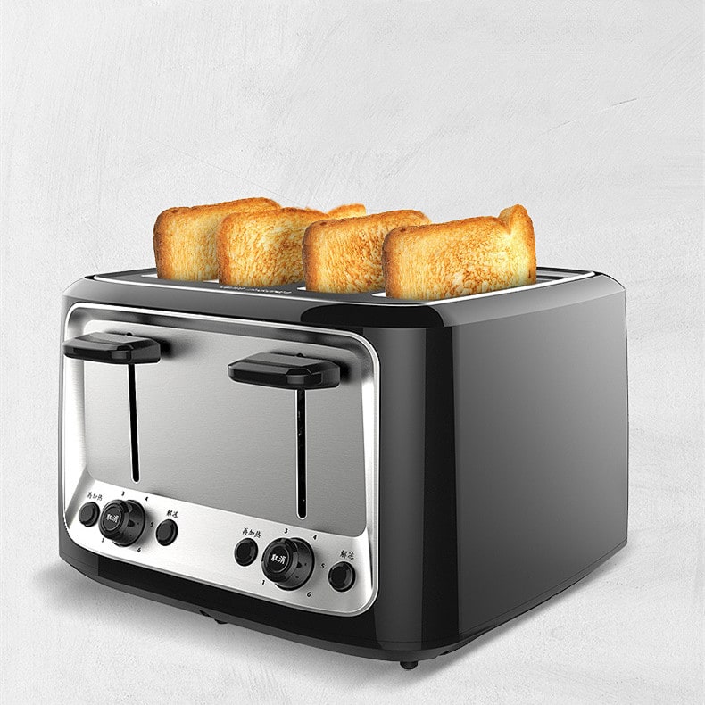 Quad-Slice Toaster Oven with Dual Controls and Stainless Steel Finish