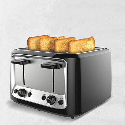 Quad-Slice Toaster Oven with Dual Controls and Stainless Steel Finish