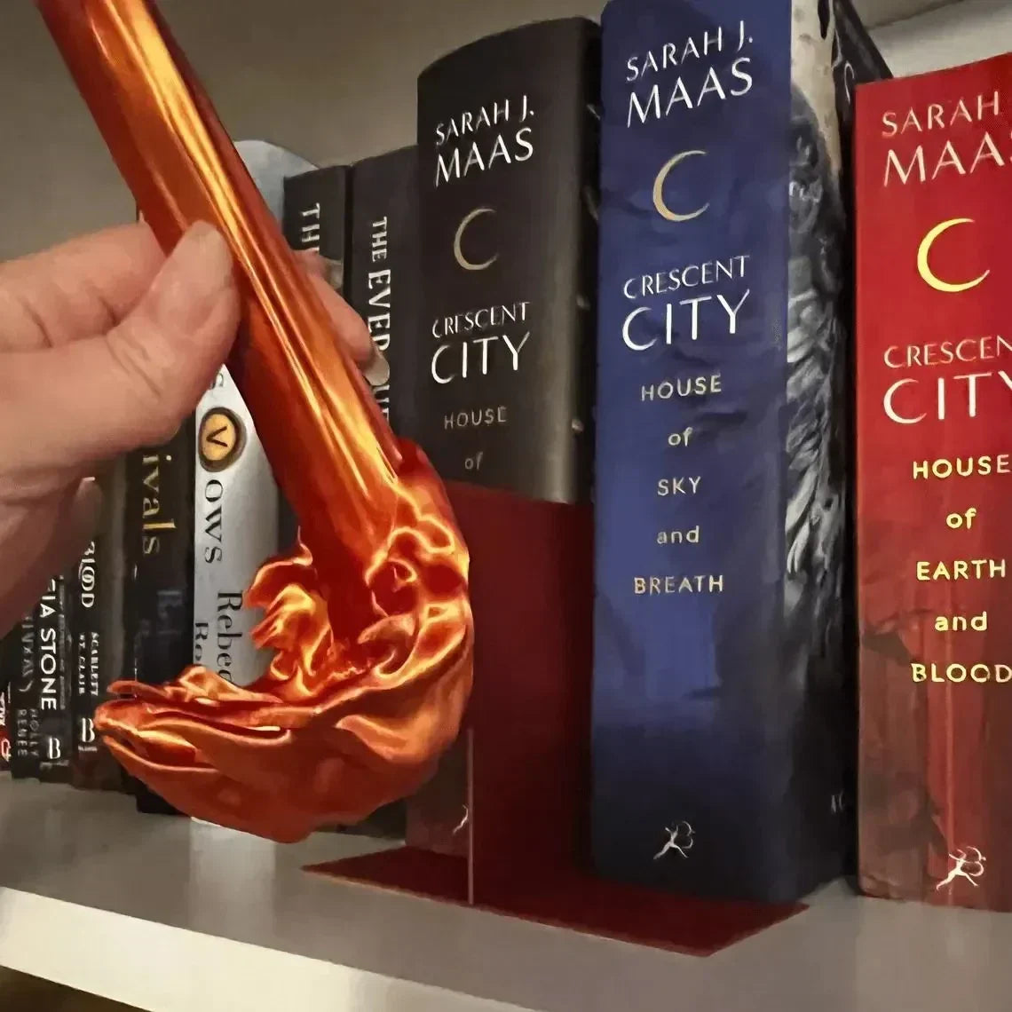 Mystic Dragon Fire Shelf Art – Enchanting Book Decor
