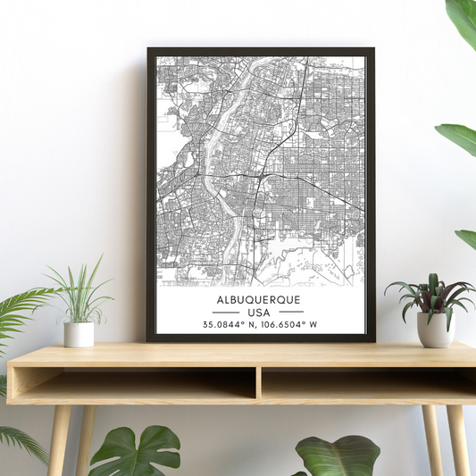 Canvas Wall Art of Albuquerque City Map