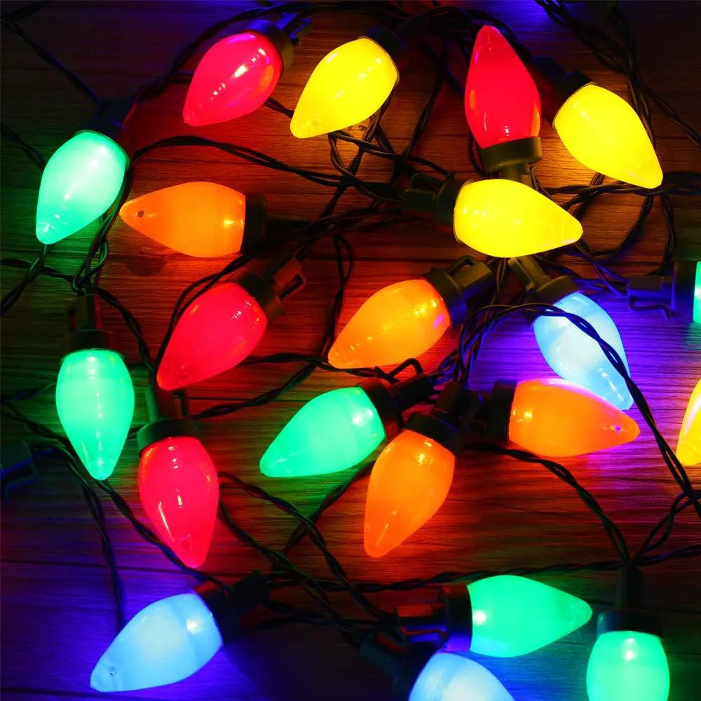 C7 LED Christmas Lights in Retro Strawberry Style | With Remote & Timer | Suitable for Indoor and Outdoor Use