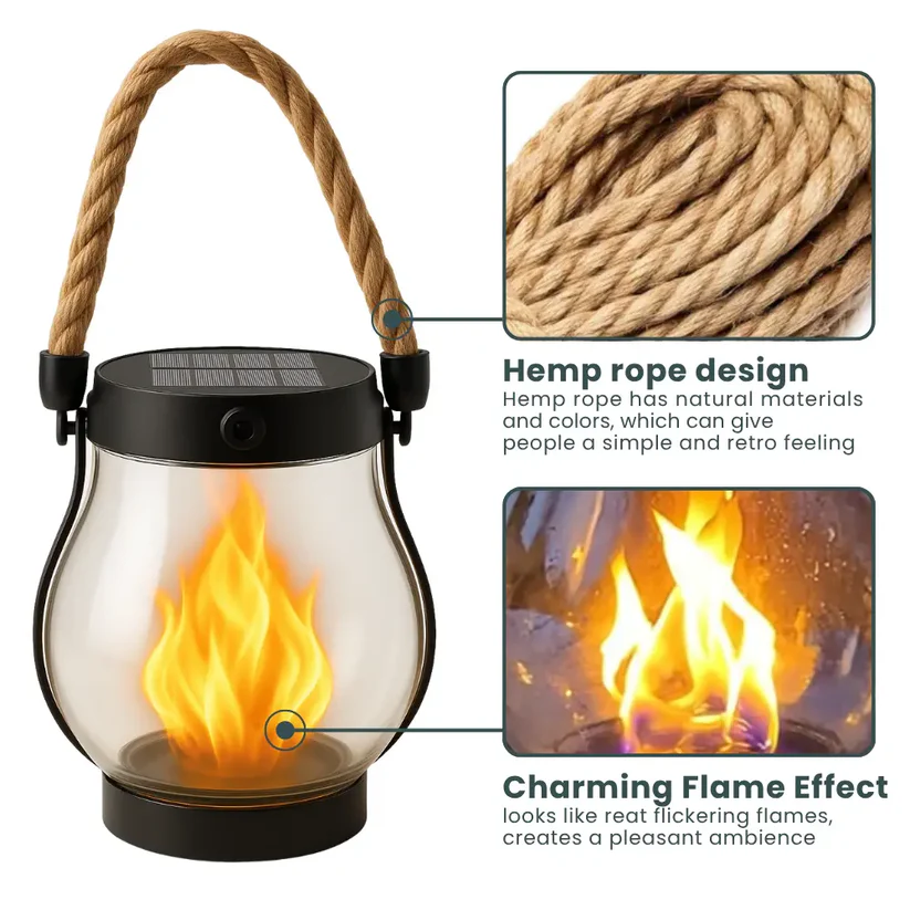 SolarGlow Lantern | Waterproof Outdoor Light with Flickering Flame Effect