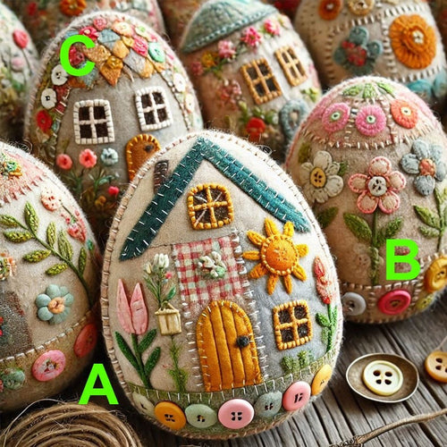 Charming Egg House DIY Kit | Patchwork Felt Craft Set for Easter