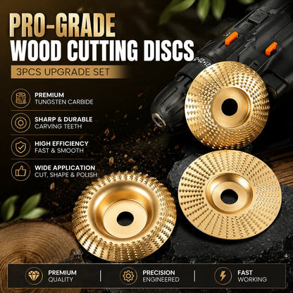 Precision Wood Carving Disc Set for Angle Grinders – 3 Pieces