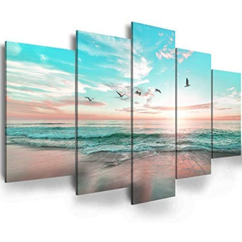 Vibrant Ocean Sunset 5-Piece Canvas Wall Art Set